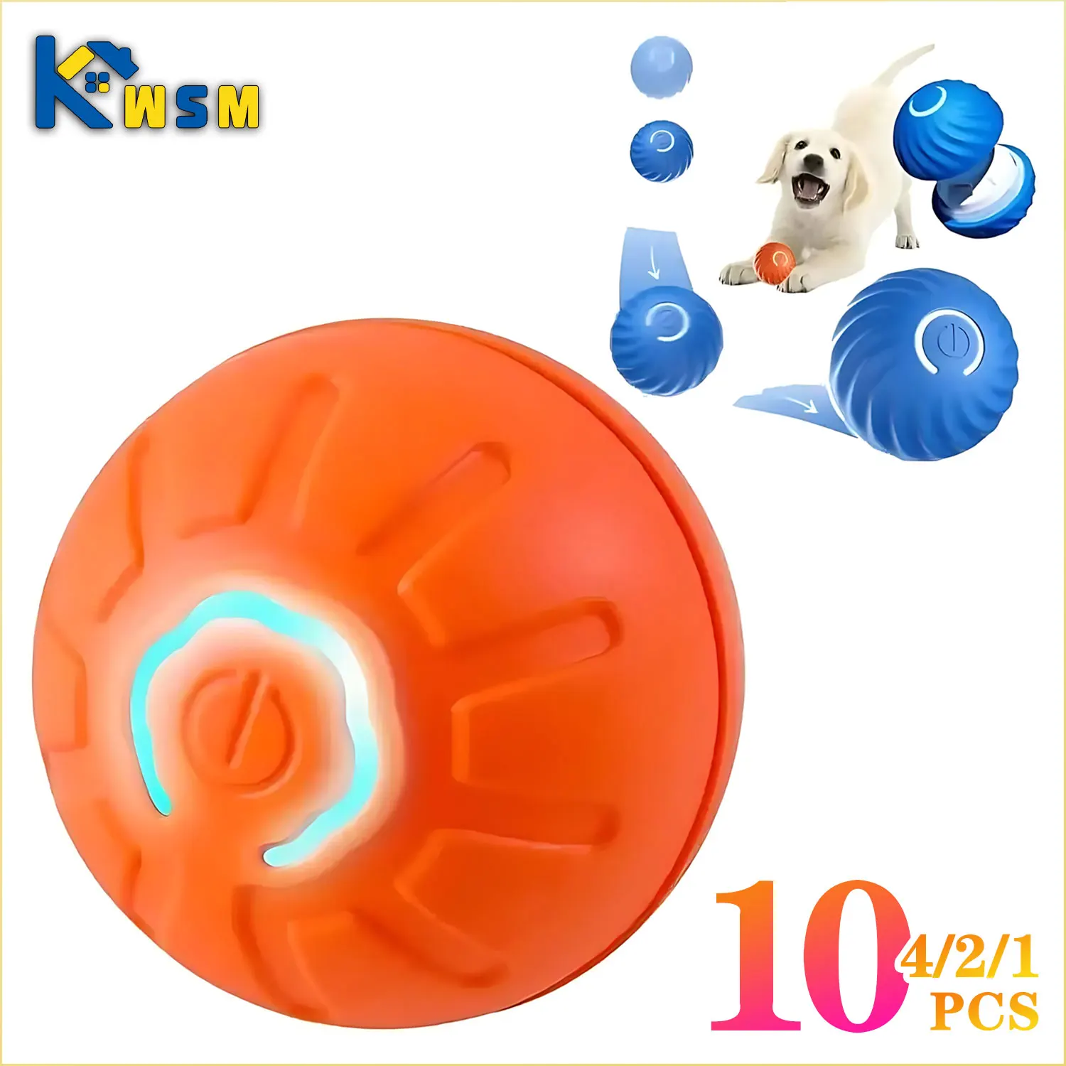 kf-Sc6f319ada6d34541af39a958b5c69da8c 1-10PCS Smart Dog Toy Ball Electronic Interactive Pet Toy Moving Ball USB Automatic Moving Bounce Suitable for Puppy Gift - Image 1