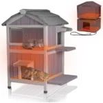Heated Outdoor Cat House – 2-Story Weatherproof Winter Shelter