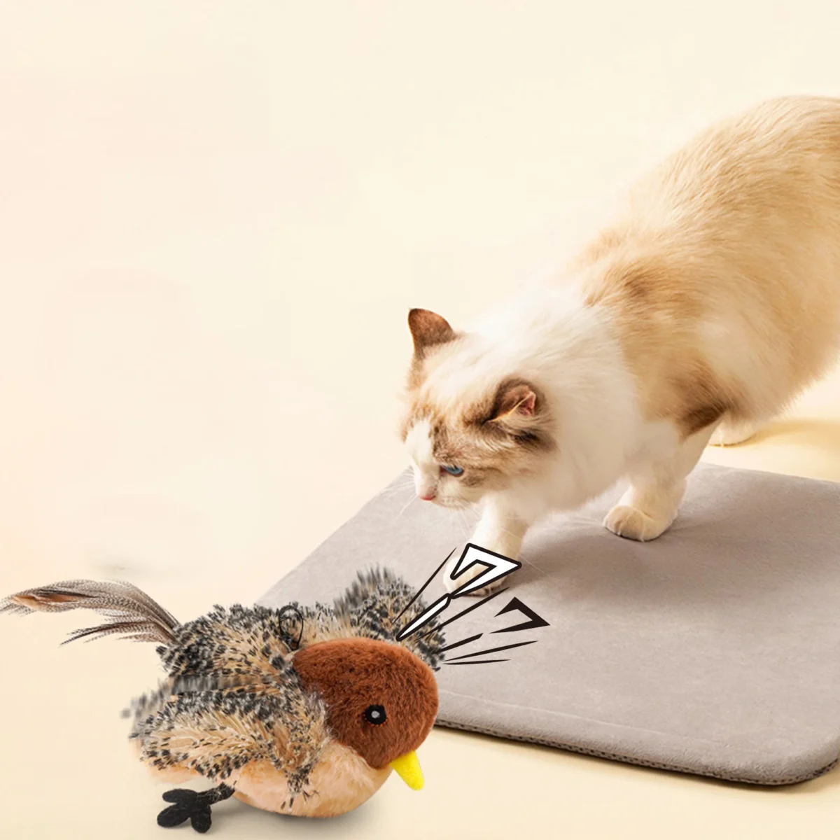 Remote Control Chirping Bird Toy – Interactive Plush Feather Cat Toy for Kittens - Image 4