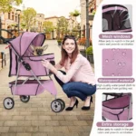 Blush Pink Pet Stroller - Image 2