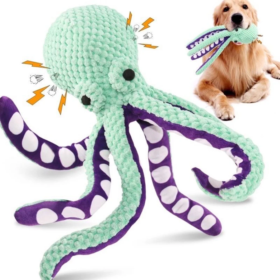 kf-S44f9e6d05a6e48468b88c616d8432ec2e Interactive Plush Octopus Dog Toy - Interactive sound companion toy - Image 1