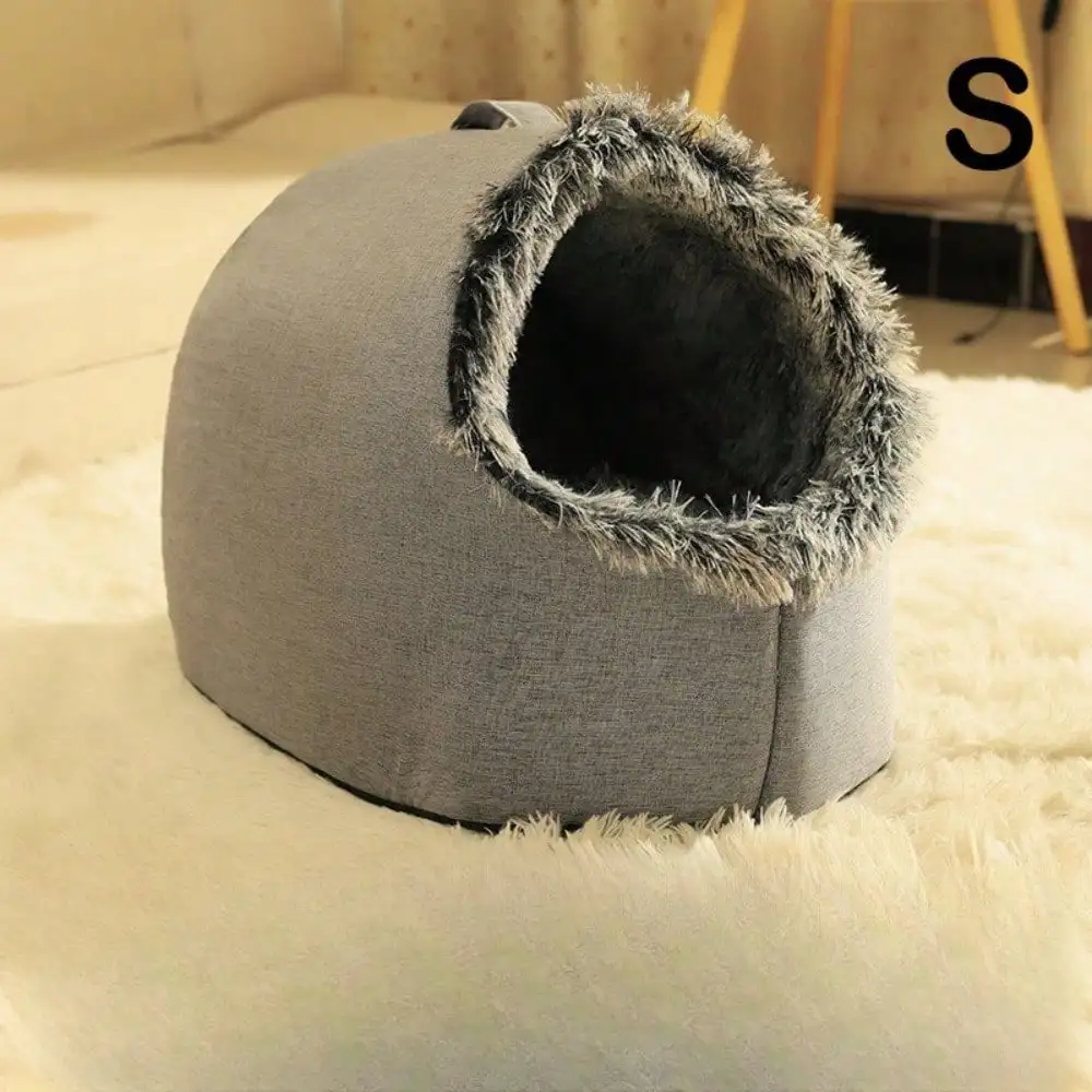 kf-S4ba625b52da44cf1a41b73046ad65335j Cozy Enclosed Cat Bed – Plush Winter House with Removable Cover, 1pc - Image 1