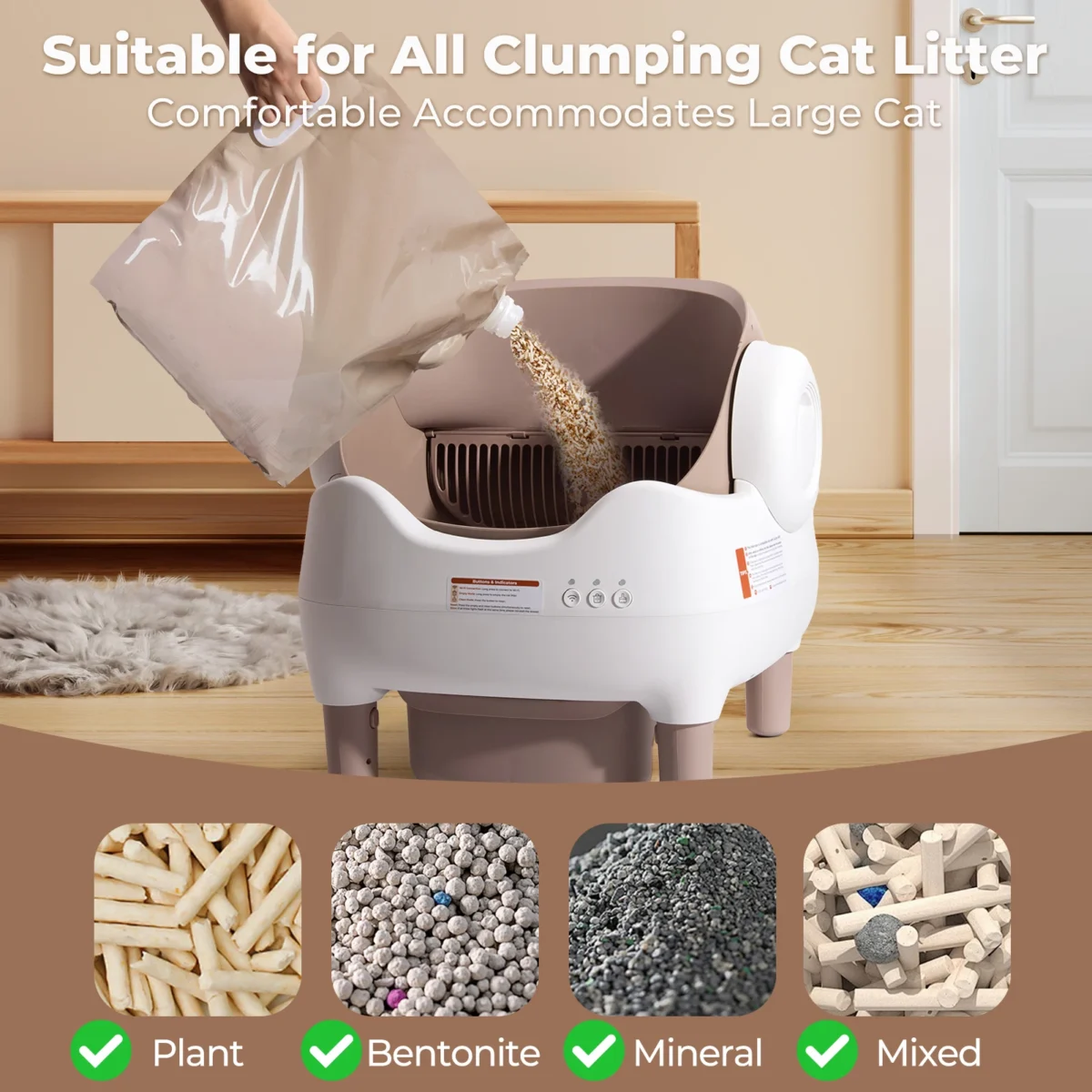 Smart Open-Top Cat Litter Box – App Controlled, Odor-Free Waste Bin - Image 4