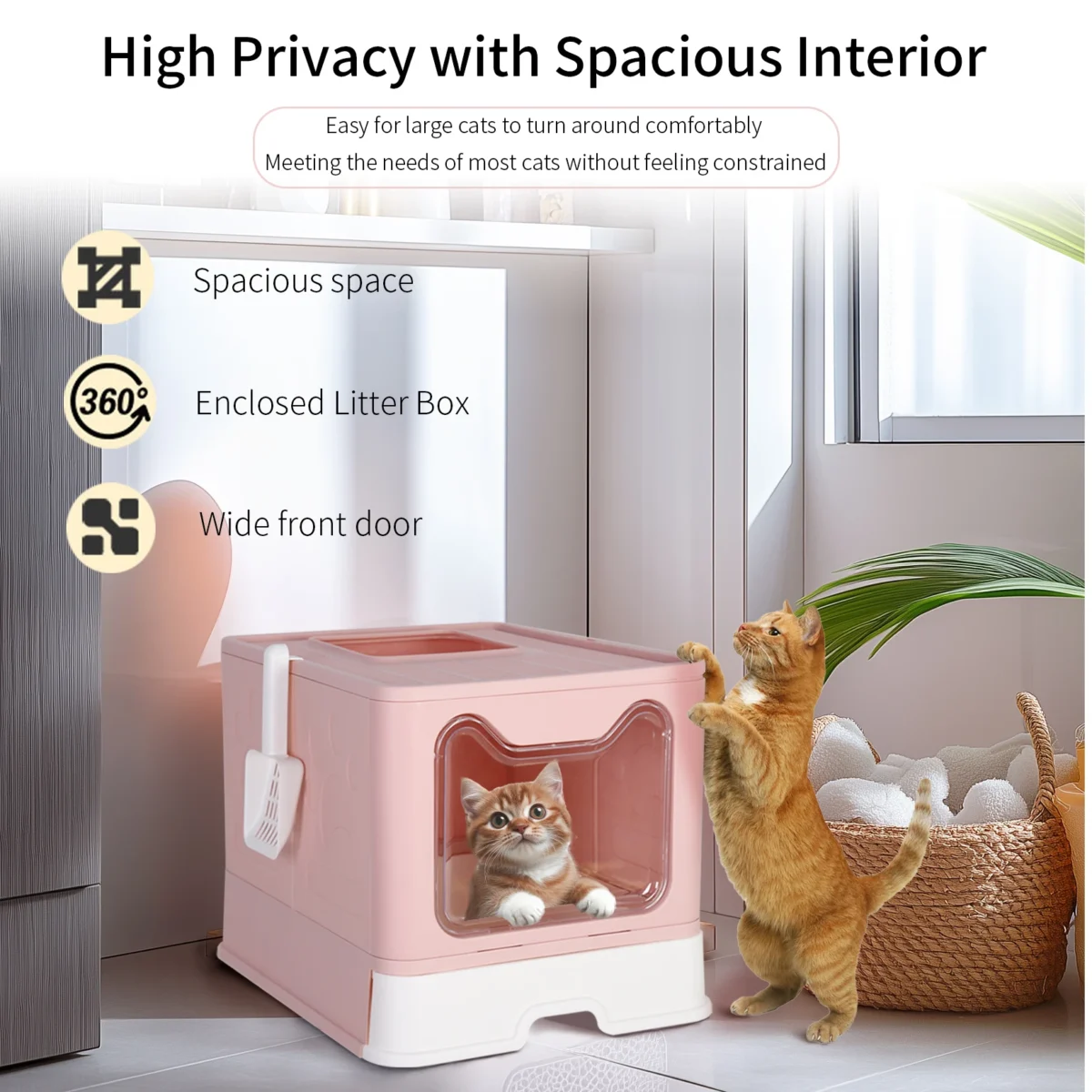 Large Enclosed Cat Litter Box – Odor-Control Design with Scoop & Tray - Image 6