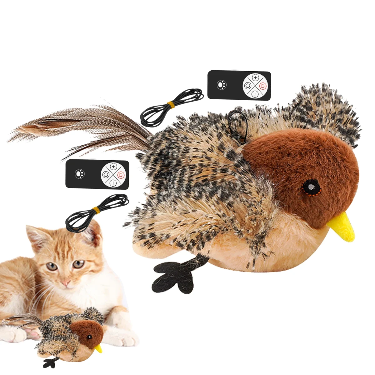 Remote Control Chirping Bird Toy – Interactive Plush Feather Cat Toy for Kittens - Image 7