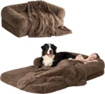 Foldable Orthopedic Memory Foam Dog Bed for Large Dogs, 72x44x11 Waterproof Pet Couch with Non-Slip Bottom, Brown