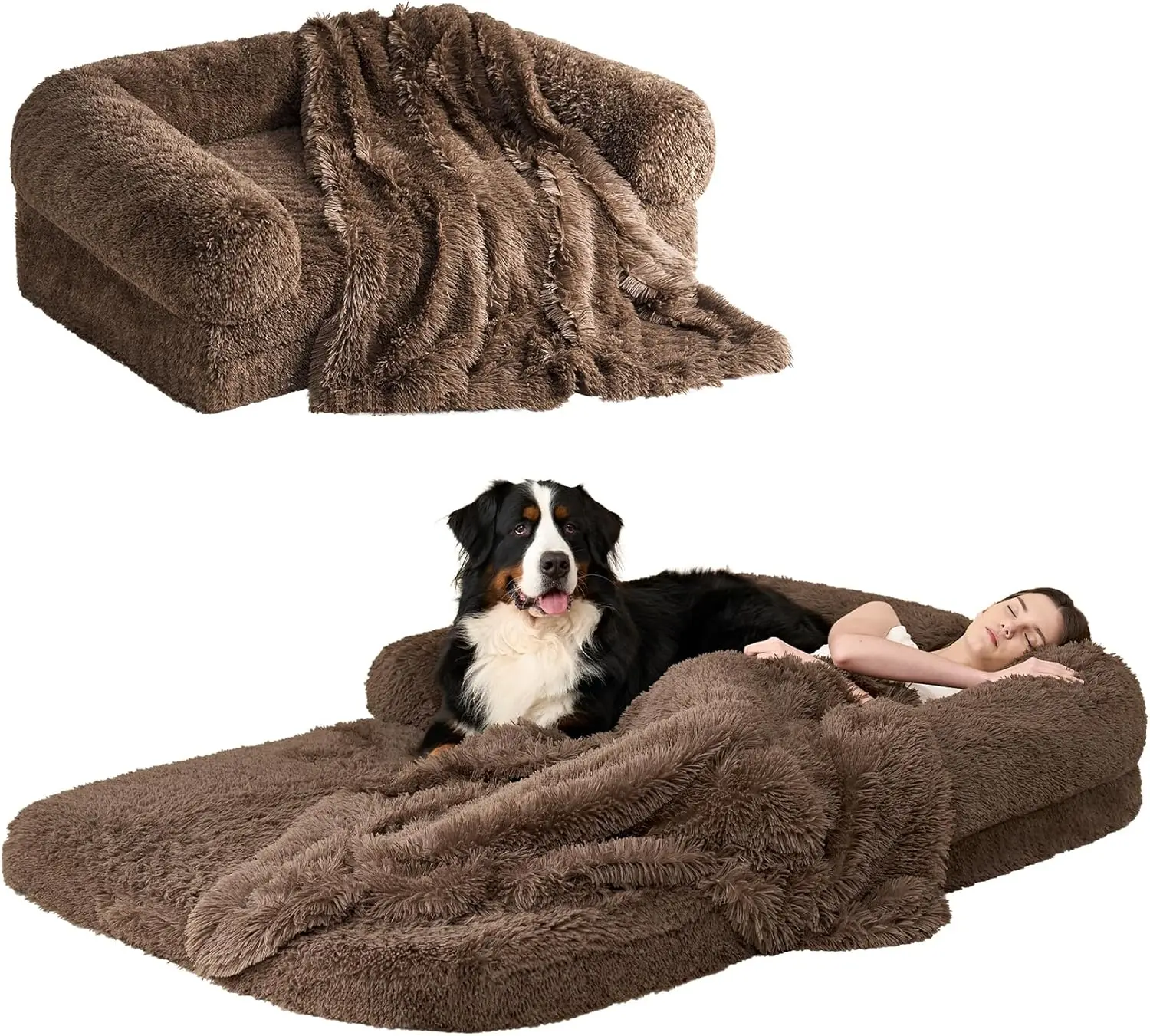 kf-S5ccb9998a7d74527a2314c96996391cdz Foldable Orthopedic Memory Foam Dog Bed for Large Dogs, 72x44x11 Waterproof Pet Couch with Non-Slip Bottom, Brown - Image 1