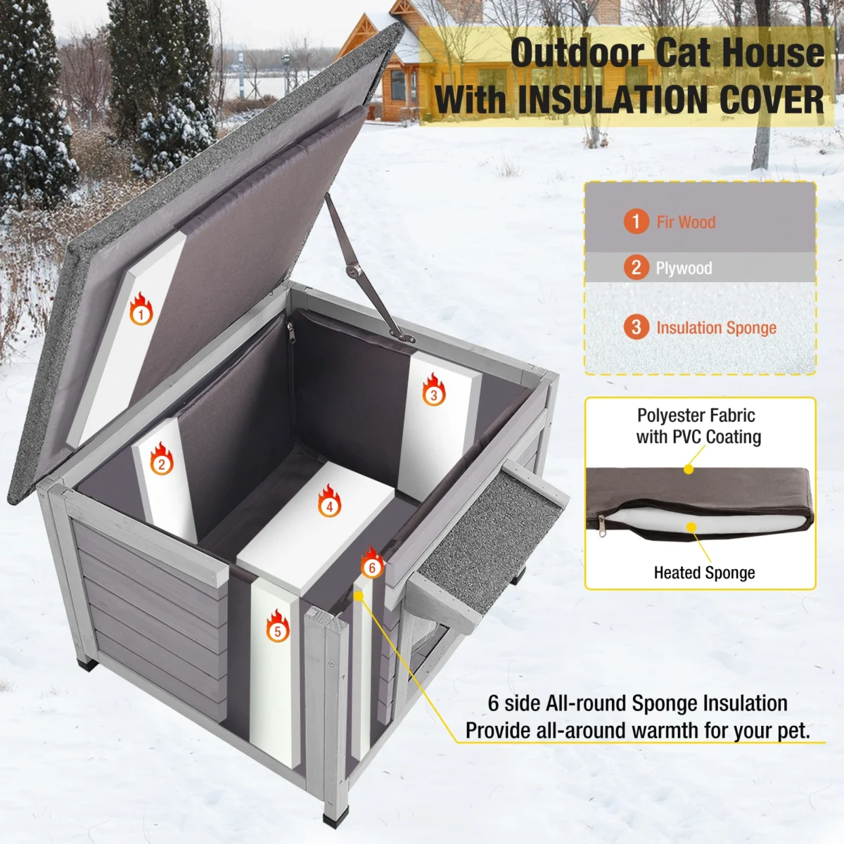 Insulated Wooden Dog House – Outdoor Waterproof Shelter with Soft Liner - Image 3