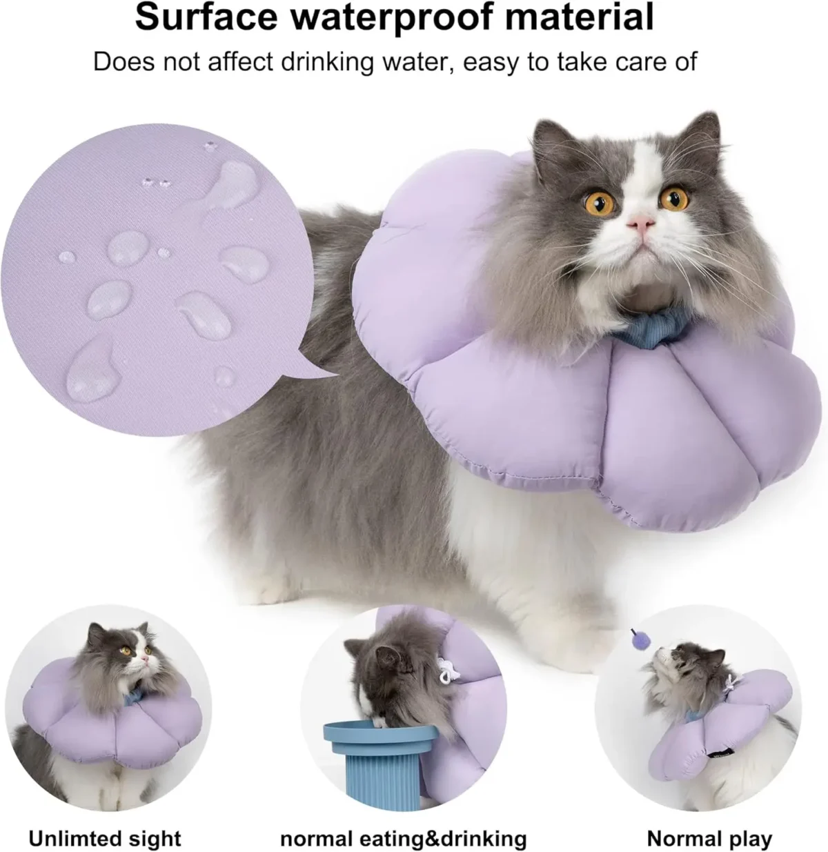 Cat Recovery Cone Collar – Waterproof Anti-Bite Elizabethan Collar for Wound Healing - Image 4