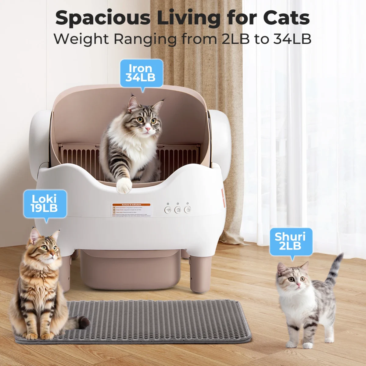Smart Open-Top Cat Litter Box – App Controlled, Odor-Free Waste Bin - Image 2