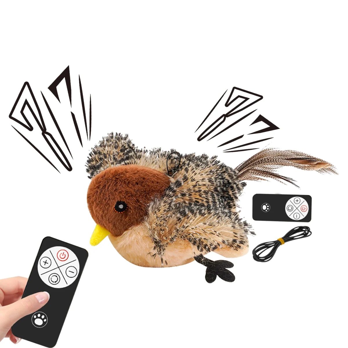 Remote Control Chirping Bird Toy – Interactive Plush Feather Cat Toy for Kittens - Image 6