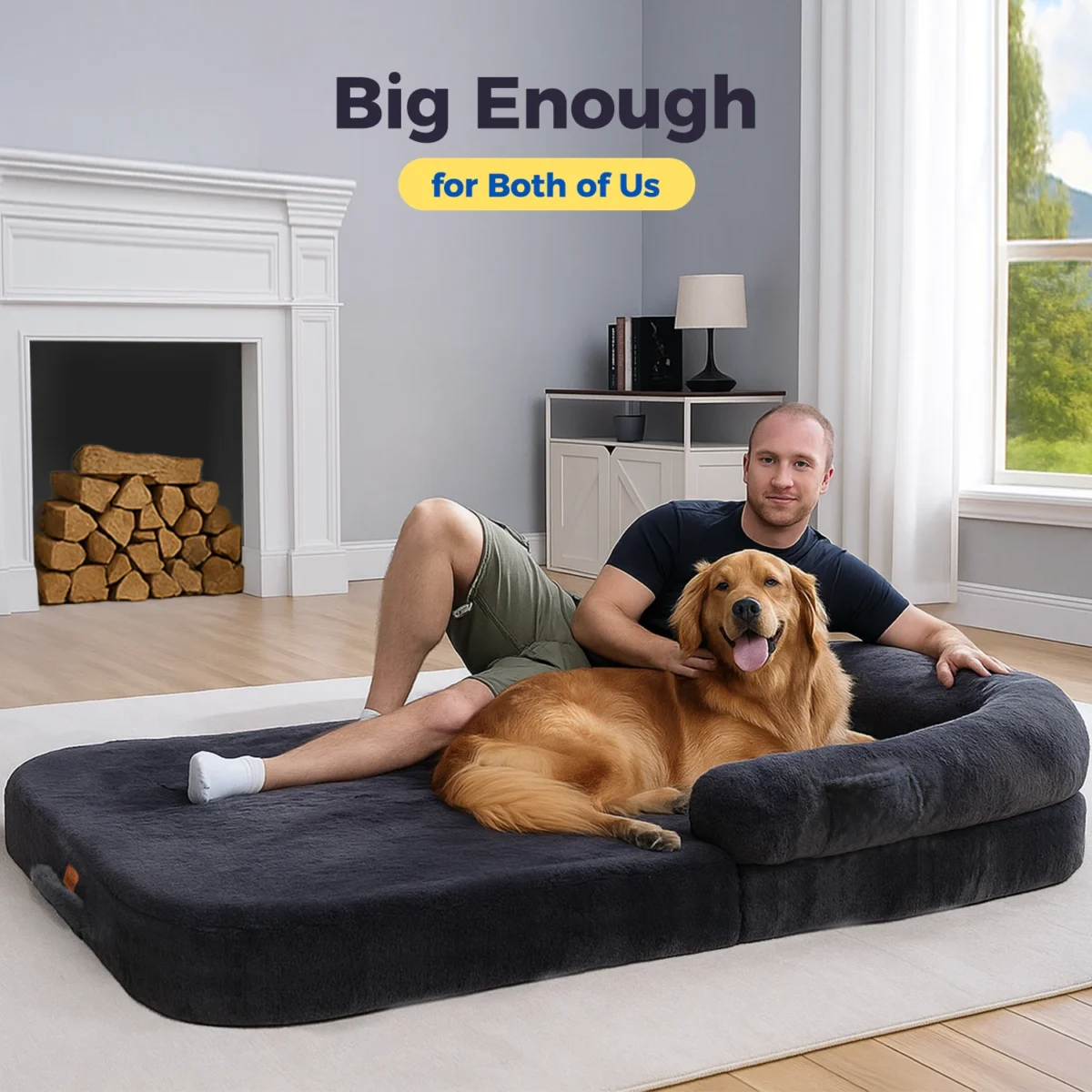 Foldable Plush Dog Bed – Washable Non-Slip Couch for Large Dogs & Adults - Image 3