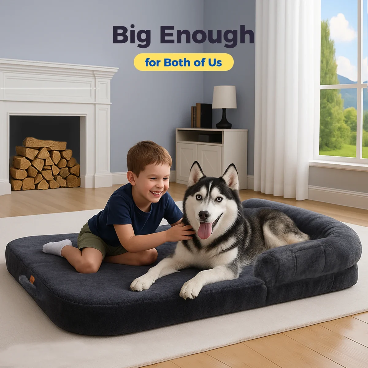 Foldable Plush Dog Bed – Washable Non-Slip Couch for Large Dogs & Adults - Image 2