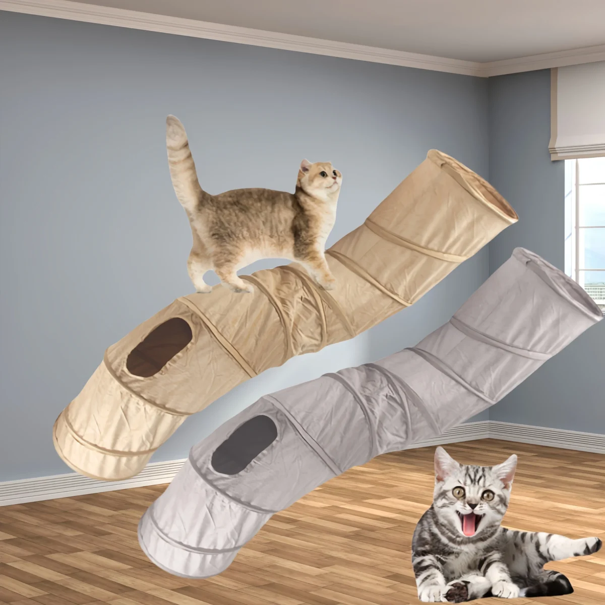 Collapsible Cat & Small Pet Tunnel – Interactive Suede Play, Hide & Chase Toy - Image 2