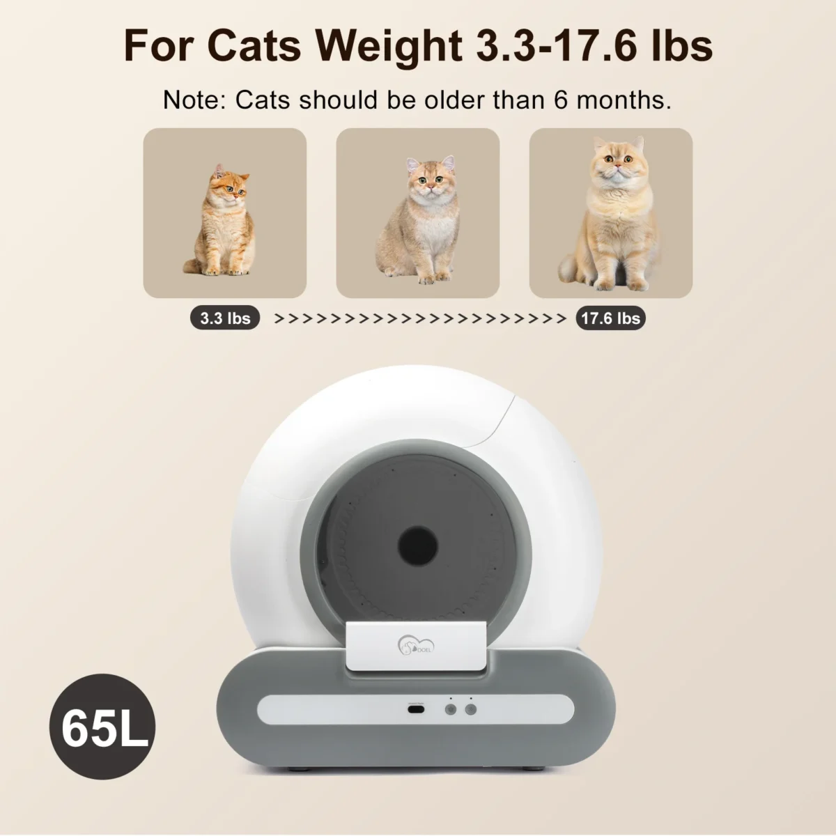 DOEL 65L Smart Self-Cleaning Cat Litter Box – App Control, 2.4G WiFi - Image 6