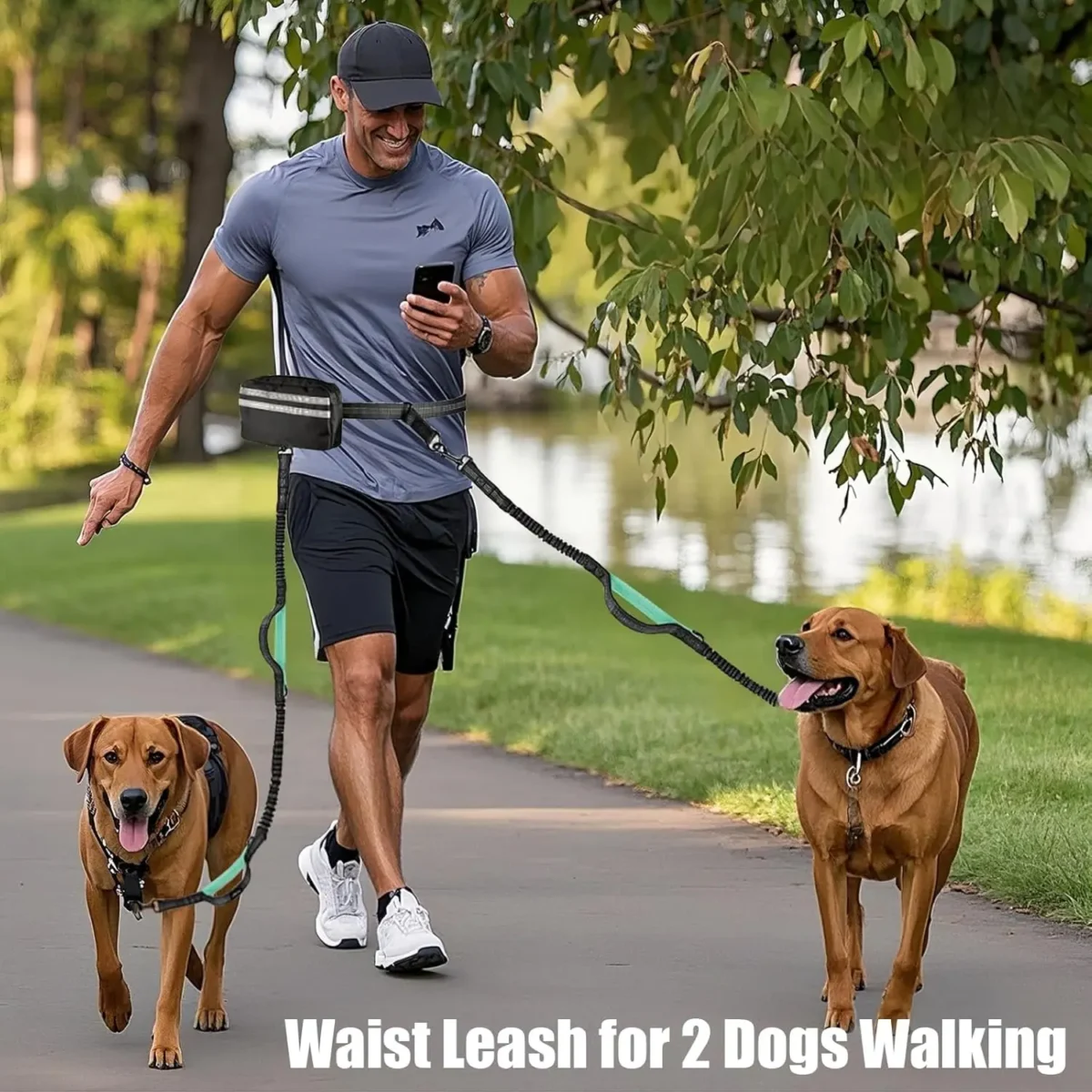 Hands-Free Dual Dog Leash – Crossbody & Waist Leash for Medium & Large Dogs - Image 2